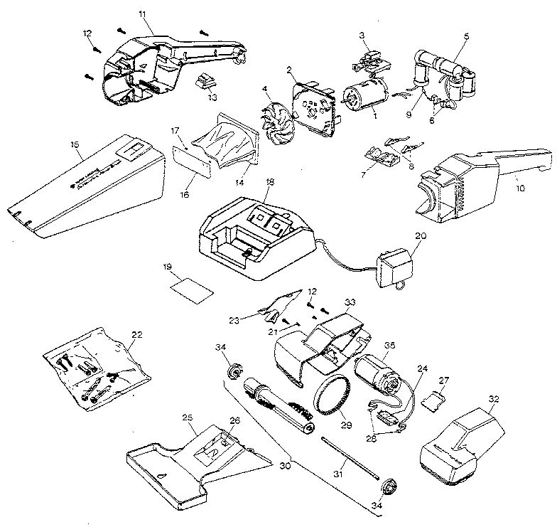 Unit Parts Diagram and Parts List for 9339ATY3  Black and Decker Hand Vacuum